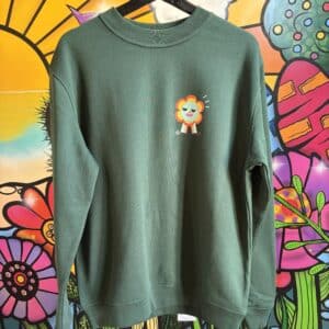 Sweat col rond vert foncé  "Peace & Flower"