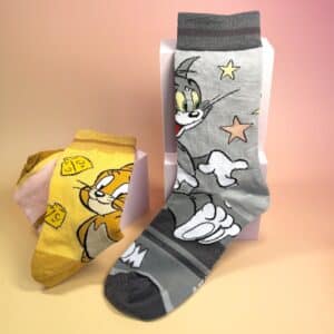 Chaussettes grises& jaune – Duo Personnages iconiques